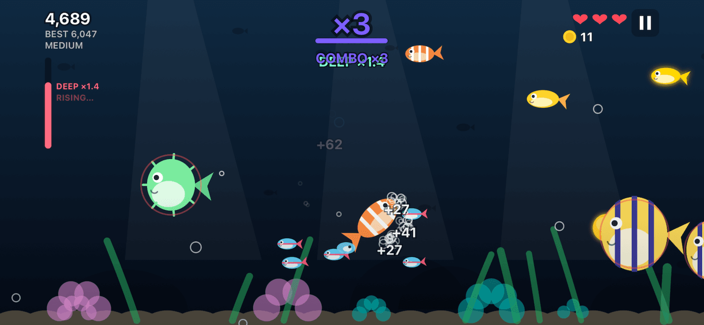 Fishy gameplay with combo multiplier while swimming through the reef